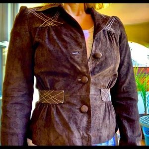 So cute! Fitted Brown REAL Suede Vintage H&M Jacket US Size 4 EUR 34